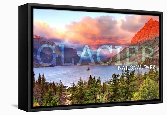 Glacier National Park, Montana - St. Mary Lake and Sunset-Lantern Press-Framed Stretched Canvas