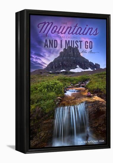 Glacier National Park, Montana - the Mountains are Calling-Lantern Press-Framed Stretched Canvas