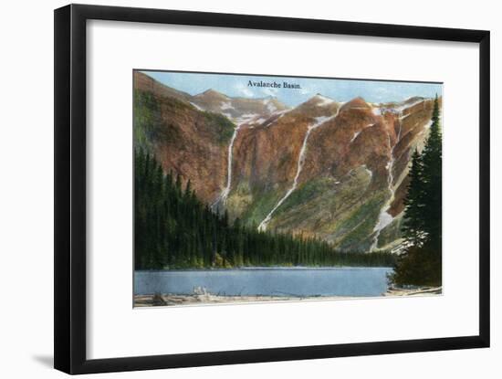 Glacier National Park, Montana, View of Avalanche Basin-Lantern Press-Framed Art Print