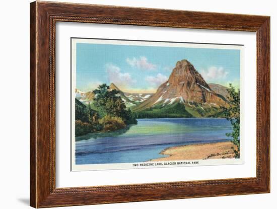 Glacier National Park, Montana, View of Two Medicine Lake, no.2-Lantern Press-Framed Art Print