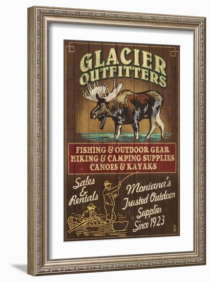 Glacier National Park - Moose Outfitters-Lantern Press-Framed Art Print