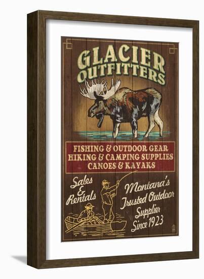 Glacier National Park - Moose Outfitters-Lantern Press-Framed Art Print