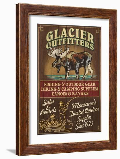 Glacier National Park - Moose Outfitters-Lantern Press-Framed Art Print