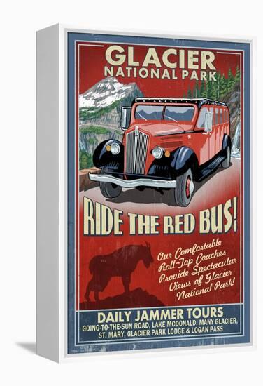 Glacier National Park - Red Jammer-Lantern Press-Framed Stretched Canvas