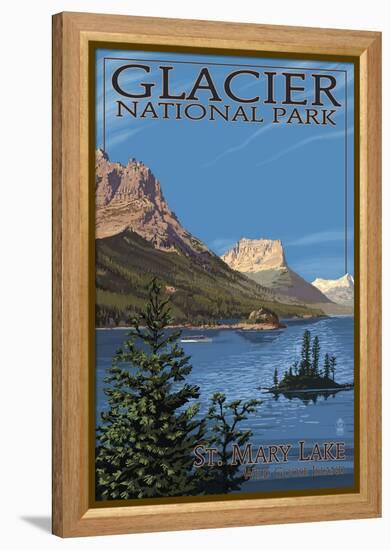 Glacier National Park - St. Mary Lake, c.2009-Lantern Press-Framed Stretched Canvas