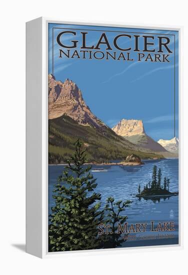 Glacier National Park - St. Mary Lake, c.2009-Lantern Press-Framed Stretched Canvas