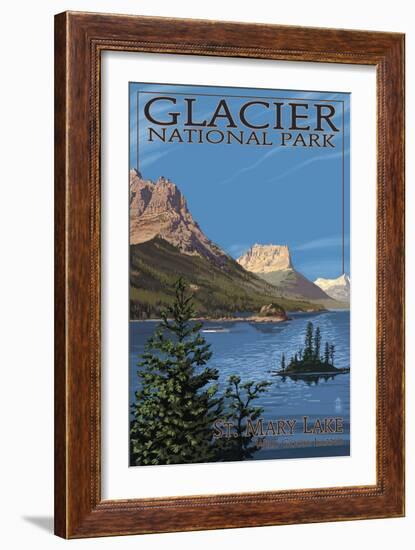 Glacier National Park - St. Mary Lake, c.2009-Lantern Press-Framed Art Print