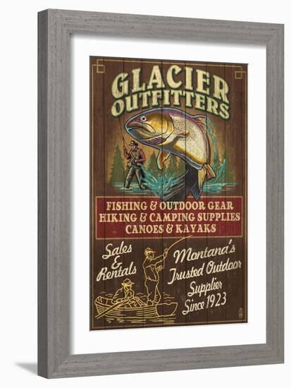 Glacier National Park - Trout Outfitters-Lantern Press-Framed Art Print