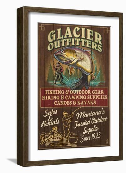 Glacier National Park - Trout Outfitters-Lantern Press-Framed Art Print