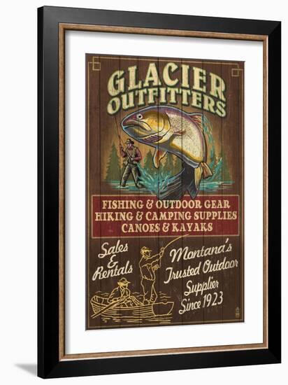 Glacier National Park - Trout Outfitters-Lantern Press-Framed Art Print