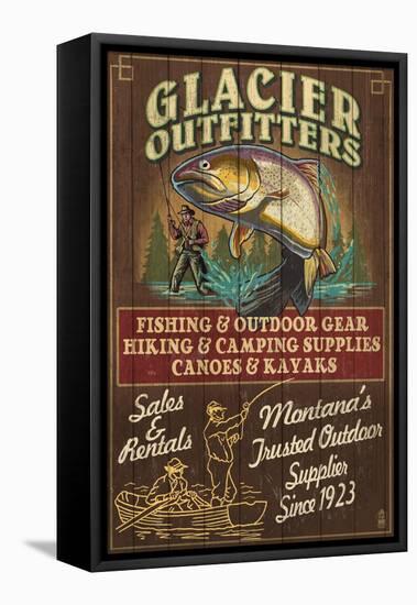 Glacier National Park - Trout Outfitters-Lantern Press-Framed Stretched Canvas