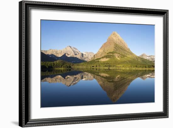 Glacier NP. Morning at Swift Current Lake Reflects Grinnell Point-Trish Drury-Framed Photographic Print