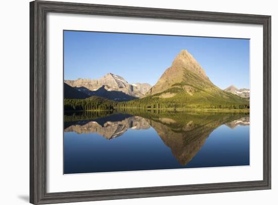Glacier NP. Morning at Swift Current Lake Reflects Grinnell Point-Trish Drury-Framed Photographic Print