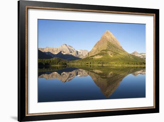 Glacier NP. Morning at Swift Current Lake Reflects Grinnell Point-Trish Drury-Framed Photographic Print