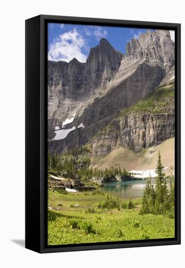 Glacier NP. Ptarmigan Wall. Alpine Lake Along Iceberg Lake Trail-Trish Drury-Framed Premier Image Canvas