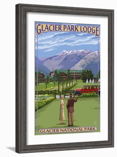 Glacier Park Lodge - Glacier National Park, Montana-Lantern Press-Framed Art Print