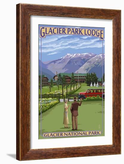 Glacier Park Lodge - Glacier National Park, Montana-Lantern Press-Framed Art Print