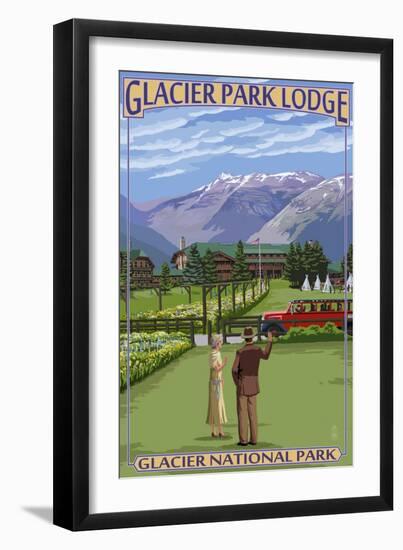 Glacier Park Lodge - Glacier National Park, Montana-Lantern Press-Framed Art Print