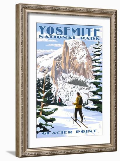 Glacier Point and Half Dome - Yosemite National Park, California-Lantern Press-Framed Art Print