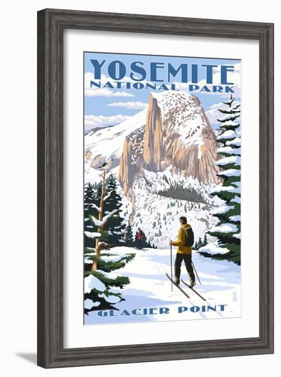 Glacier Point and Half Dome - Yosemite National Park, California-Lantern Press-Framed Art Print