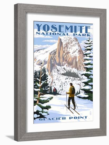 Glacier Point and Half Dome - Yosemite National Park, California-Lantern Press-Framed Art Print