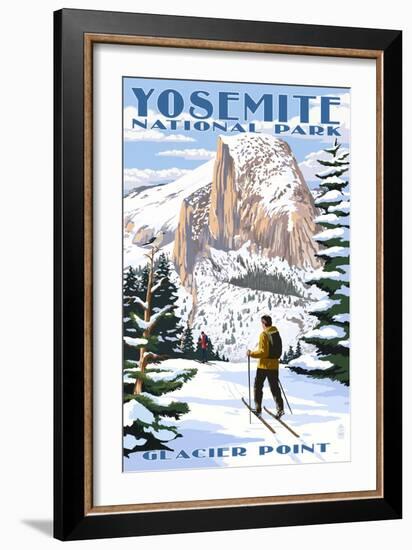 Glacier Point and Half Dome - Yosemite National Park, California-Lantern Press-Framed Art Print