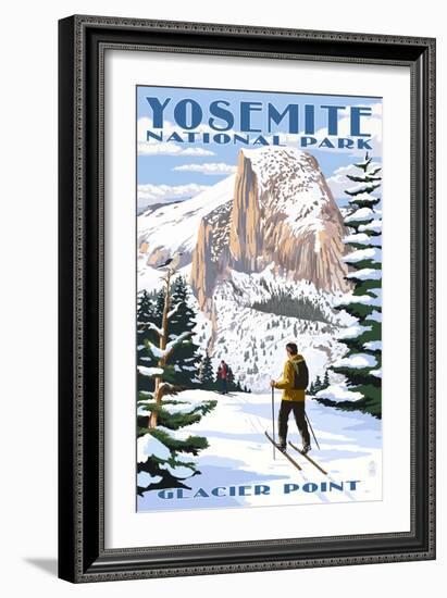 Glacier Point and Half Dome - Yosemite National Park, California-Lantern Press-Framed Art Print