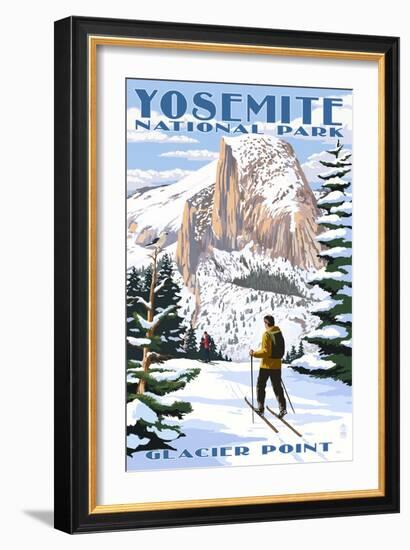 Glacier Point and Half Dome - Yosemite National Park, California-Lantern Press-Framed Art Print