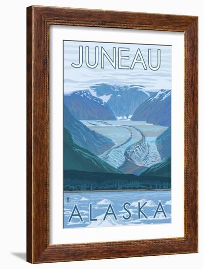 Glacier Scene, Juneau, Alaska-Lantern Press-Framed Art Print