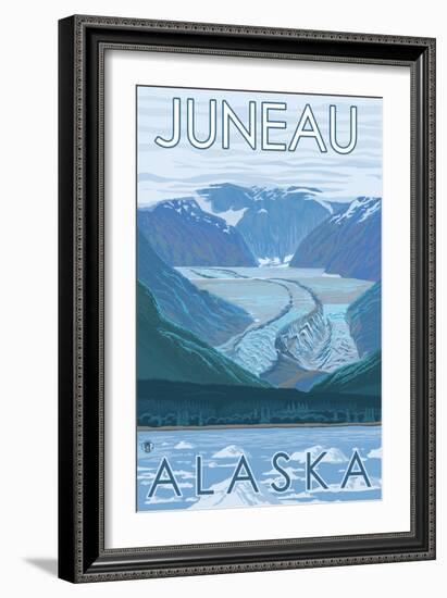 Glacier Scene, Juneau, Alaska-Lantern Press-Framed Art Print