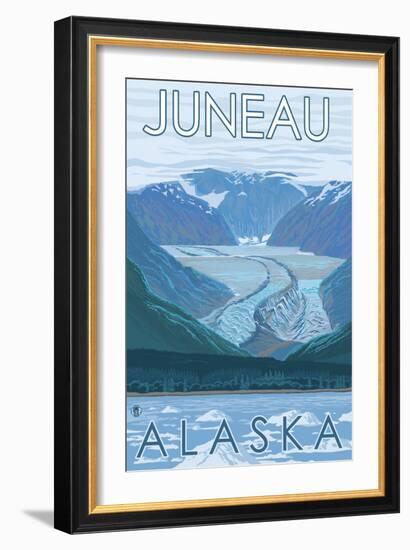 Glacier Scene, Juneau, Alaska-Lantern Press-Framed Art Print