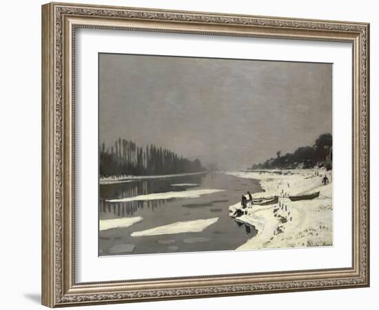 Glaçons sur la Seine à Bougival-Claude Monet-Framed Giclee Print