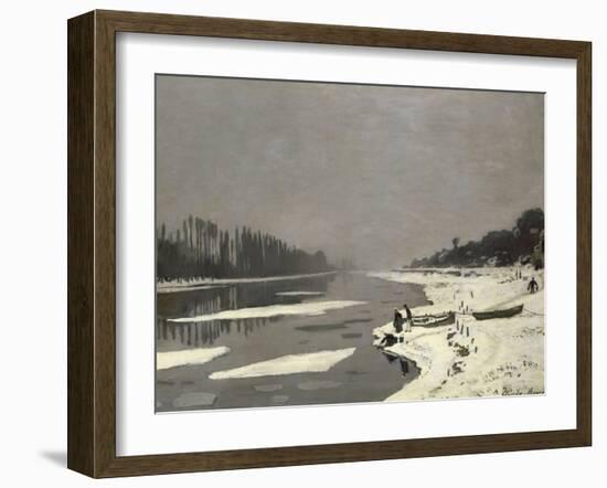 Glaçons sur la Seine à Bougival-Claude Monet-Framed Giclee Print