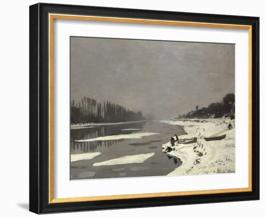 Glaçons sur la Seine à Bougival-Claude Monet-Framed Giclee Print