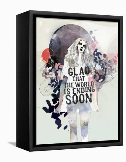 Glad That the World-Mydeadpony-Framed Stretched Canvas