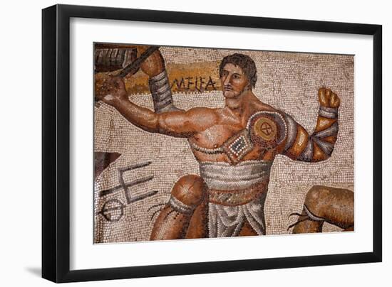 Gladiator Battles. 320-330, Mosaic-Roman-Framed Giclee Print