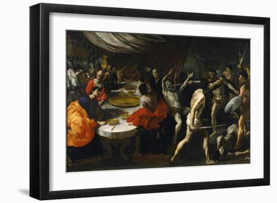 Gladiator Fights at a Banquet-Giovanni Lanfranco-Framed Giclee Print