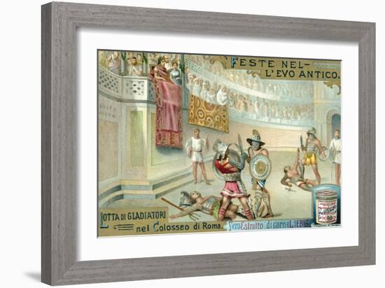 Gladiatorial Combat in the Coliseum, Rome-null-Framed Giclee Print