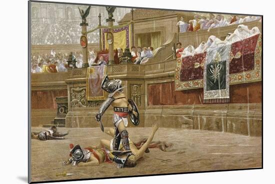 Gladiators in the Roman Arena-Jean-Leon Gerome-Mounted Giclee Print
