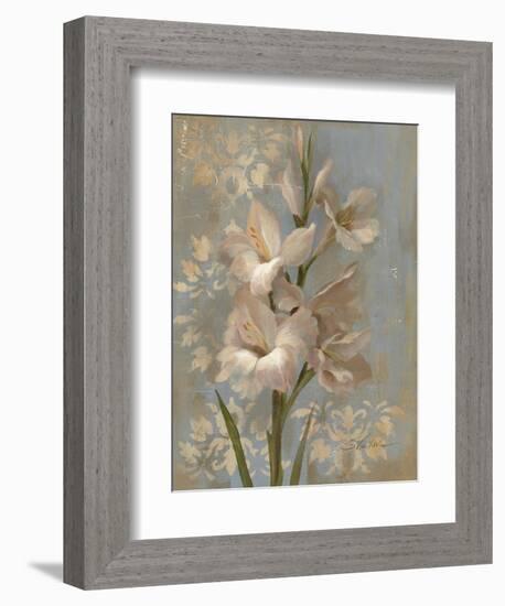 Gladiola on Soft Blue-Silvia Vassileva-Framed Art Print