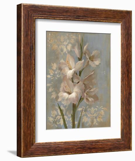 Gladiola on Soft Blue-Silvia Vassileva-Framed Art Print