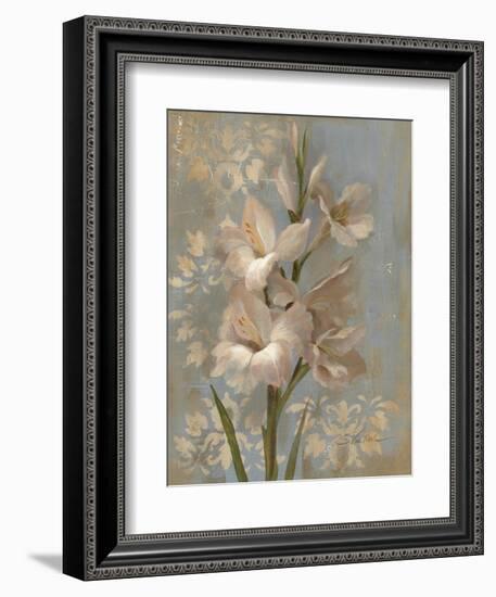 Gladiola on Soft Blue-Silvia Vassileva-Framed Art Print