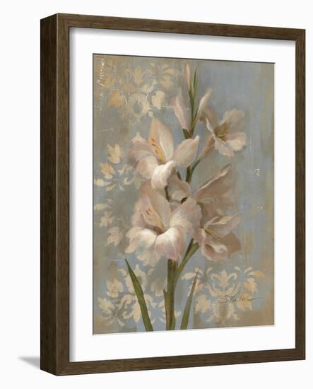 Gladiola on Soft Blue-Silvia Vassileva-Framed Premium Giclee Print