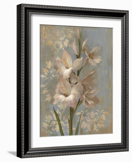 Gladiola on Soft Blue-Silvia Vassileva-Framed Premium Giclee Print