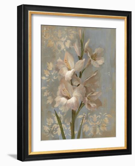 Gladiola on Soft Blue-Silvia Vassileva-Framed Art Print