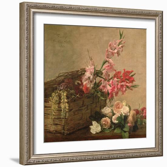 Gladioli and Roses, 1880-Ignace Henri Jean Fantin-Latour-Framed Giclee Print