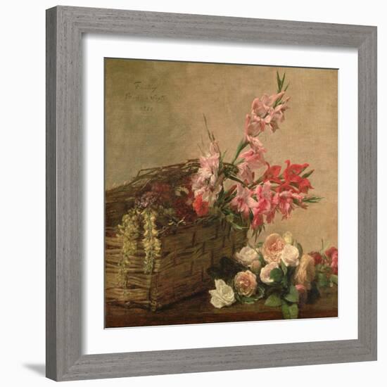 Gladioli and Roses, 1880-Ignace Henri Jean Fantin-Latour-Framed Giclee Print