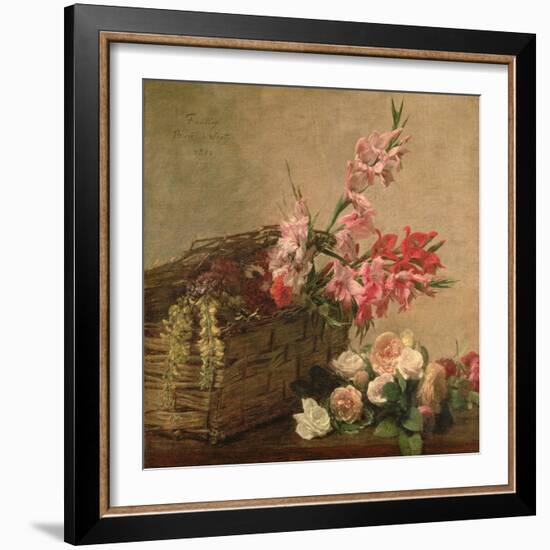 Gladioli and Roses, 1880-Ignace Henri Jean Fantin-Latour-Framed Giclee Print