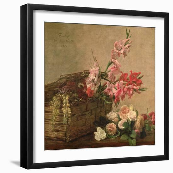 Gladioli and Roses, 1880-Ignace Henri Jean Fantin-Latour-Framed Giclee Print