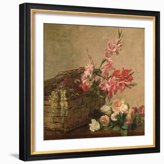 Gladioli and Roses, 1880-Ignace Henri Jean Fantin-Latour-Framed Giclee Print